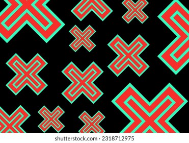 psychedelic x pattern. groovy hippie on black background. Vector illustration