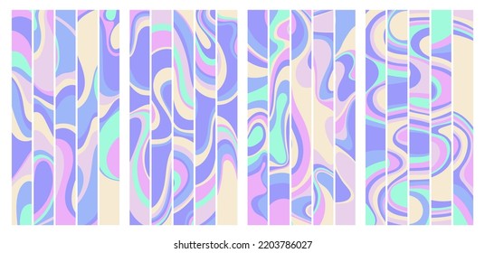 Psychedelic y2k backgrounds 2000. Vector illustrations in retro aesthetic 1990 style.