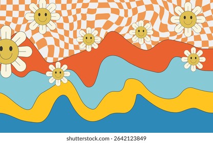 Psychedelic y2k retro background swirl. Vector illustration.