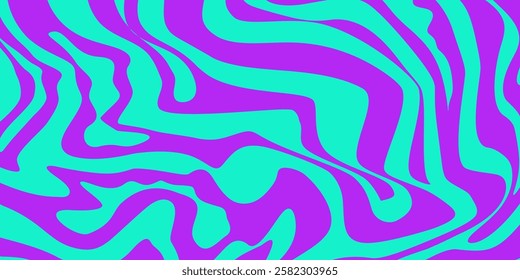 Psychedelic y2k wave background. Retro fun print bright psychedelic. Y2K marble wave wallpaper. Vector illustration