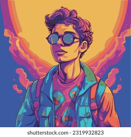 psychedelic young guy portail colors