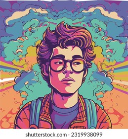 psychedelic young intelectual portail colors