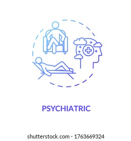 Psychiatric help concept icon. Mental disorder treatment. Psychotherapy idea thin line illustration. Psychologist counseling. Vector isolated outline RGB color drawing