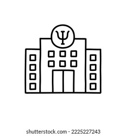 psychiatric hospital doodle icon, vector illustration