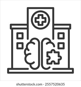 Psychiatric Hospital Outline Icon Vector Illustration