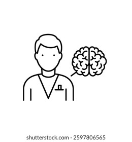 A Psychiatrist With a Brain Icon Showing Mental Health Awareness