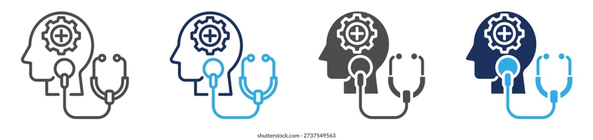 psychiatrists icon sheet with multi concept