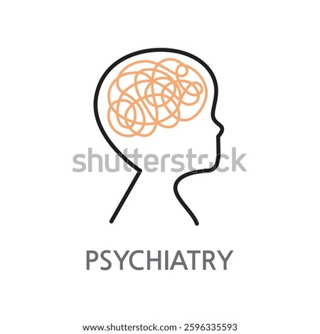 Psychiatry, Psychiatry Cure Icon. Editable Psychiatry, Psychiatry Cure Line Illustration Icon on White Background. EPS, PNG, JPG