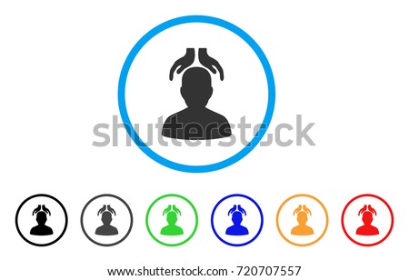 Psychiatry Hands rounded icon. Style is a flat psychiatry hands grey symbol inside light blue circle with black, gray, green, blue, red, orange color versions.