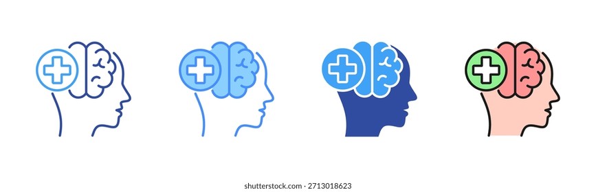 Icono de la psiquiatría, sistema multi del icono de los estilos