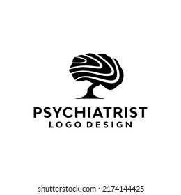 diseño del logo psiquiátrico. Ilustración vectorial del cerebro y el árbol. diseño de logotipo moderno icono vectorial