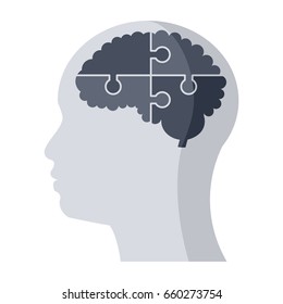 Psychiatry or psychology medical icon, vector illustration in flat style