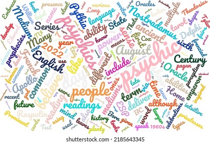 Psychic Day 7 August 2022 Word Cloud In Vector Art Creative Colourful White Back Ground