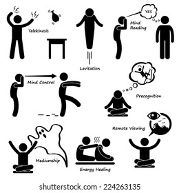 Psychic Power Sixth Sense Stick Figure Pictogram Icon