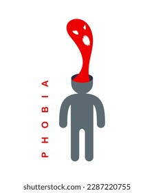 Psychical problems such as phobia psychosis schizophrenia hallucinations vector concept illustration in flat trendy style, psychiatry and psychology allegory, man with monster from his head.