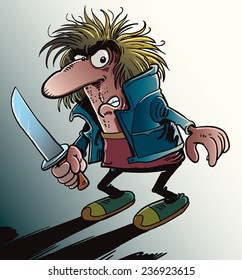Psycho, evil man with knife