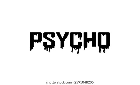 psycho lettering, black isolated silhouette