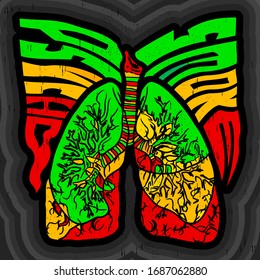 Psycho Smoke vector illustration of lungs in Crazy Psychedelic Style. 