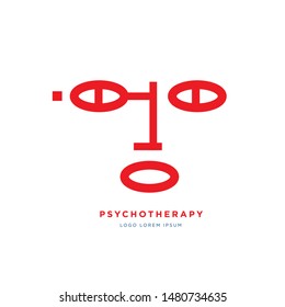 Psycho Therapy Vector Logo Illustration for medical Mental Disorder Treatment 