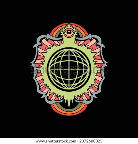 psycho world trippy illustration vector design