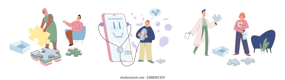 Psychoanalysis vector illustration. Psychoanalysis provides comprehensive understanding persons mental and emotional state Psychological health is integral to overall wellbeing and fulfilling life