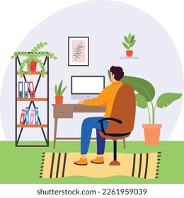 Psychoanalyst-Bürokonzept, bioinspirierte Innendekoration, Vektorfarbsymbol-Design, Arbeitssymbol von Green Office, Eco Friendly WorkSpace-Zeichen, ästhetische Innenelemente Stockillustration