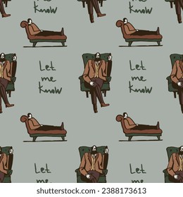 Psychoanalyst. Seamless vector pattern. It can be used for any print.