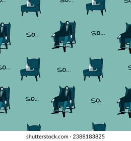 Psychoanalyst. Seamless vector pattern. It can be used for any print. 