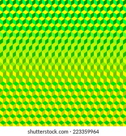 Psychodelic Abstract 3D Background Green Yellow from Cubes