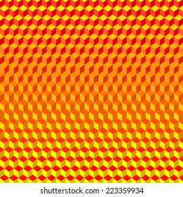 Psychodelic Abstract 3D Red Yellow Background from Cubes