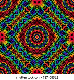 psychodelic color seamless pattern with mandala element. Perfect for printing on fabric or paper. vector illustration