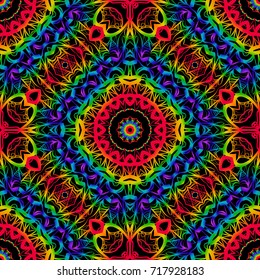 psychodelic color seamless pattern with mandala element. Perfect for printing on fabric or paper. vector illustration