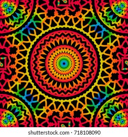 psychodelic color seamless pattern with mandala element. decorative vector illustration
