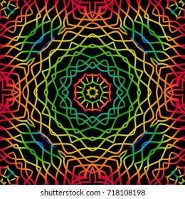 psychodelic color seamless pattern with mandala element. decorative vector illustration