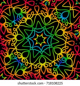 psychodelic color seamless pattern with mandala element. decorative vector illustration