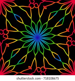 psychodelic color seamless pattern with mandala element. decorative vector illustration