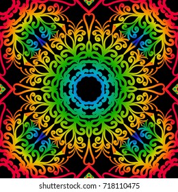 psychodelic color seamless pattern with mandala element. decorative vector illustration