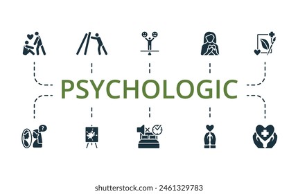 Psychologic set. Creative icons. Editable elements.