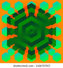 Psychological abstraction. Bright colorful abstract background. Smooth gradient with infinity of geometric figures. Vector cover for poster, card, annual report, magazine, website, banner design.