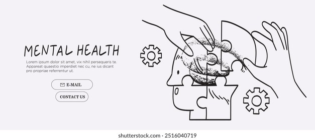 Psychological concept with people from mosaic coming together into one whole, as metaphor for mental health support. Person recovering from psychological illness, gaining confidence and motivation.