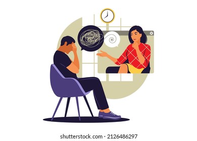 Psychological counseling concept. Psychological assistance service online . Vector illustration. Flat.