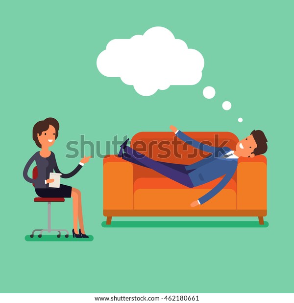 Psychological Counseling Concept Psychotherapist Lying Patient Stock Vector Royalty Free 