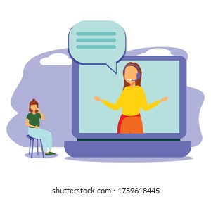 Psychological counseling concept. Vector online psychological assistance service illustration