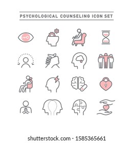 PSYCHOLOGICAL COUNSELING LINE ICON SET