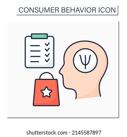 Psychological Factors Color Icon.Motivation, Perception, Learning, And Attitude Or Belief System. Analysis Customers. Consumer Behavior Concept. Isolated Vector Illustration 