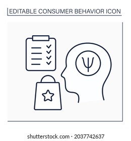 Psychological Factors Line Icon.Motivation, Perception, Learning, And Attitude Or Belief System. Analysis Customers. Consumer Behavior Concept. Isolated Vector Illustration. Editable Stroke