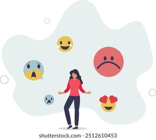 Psychological feeling with mental understanding about emotional expression.flat design with people.