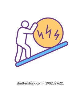 Psychological growth RGB color icon. Overcoming stress, trouble with anxiety. Recovery from traumatic experience. Psychological problem. Heal from depression. Isolated vector illustration