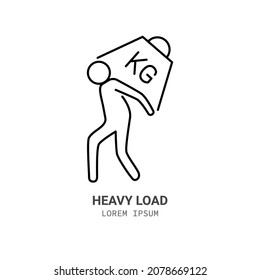 Psychological heavy load line icon concept. a person carries a load outline stroke element. Psychologist counseling. Anxiety, psychotherapy, depression. Editable stroke vector illustration