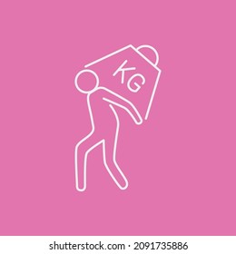 Psychological heavy load line icon concept. a person carries a load outline stroke element. Psychologist counseling. Anxiety, psychotherapy, depression. Editable stroke vector illustration